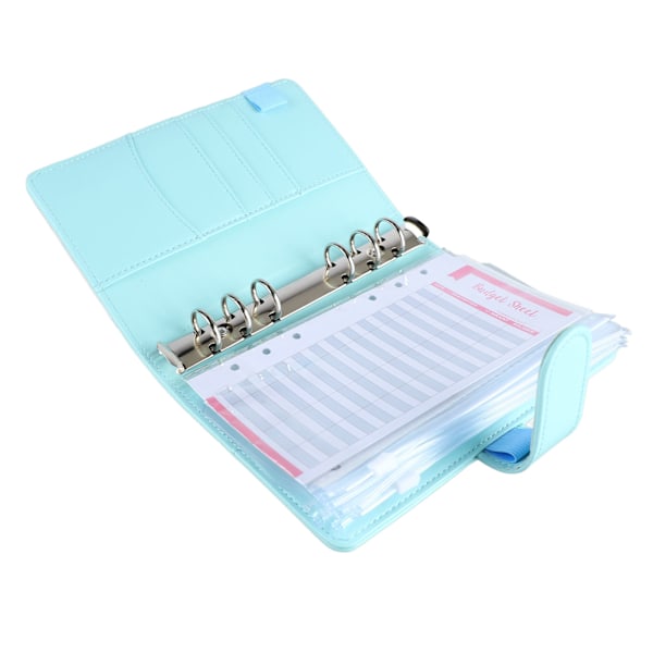 A6 PU Notesbog Binder med Transparent Kortlomme Magnetlås 6 Ring Kontant Budget Binder til Organizer