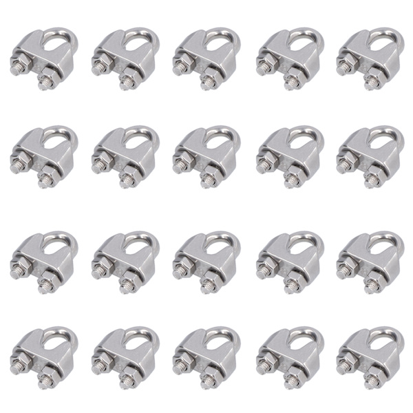 20 stk rustfritt stål wireklemme Hårdvare Rigg Kabelklemme Lås Klemmesett M3(3mm)