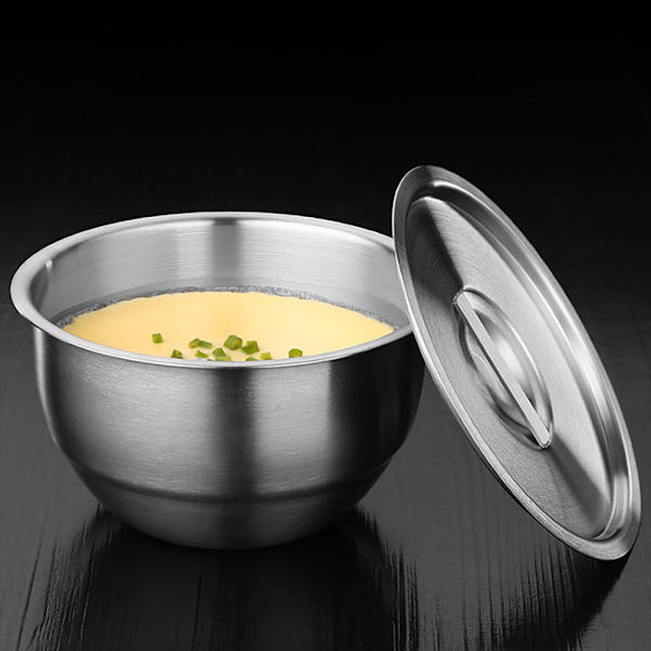 Dampkognings skåle i rustfrit stål med låg Anti-skoldning madblandings skål Lav kage Brødblander Køkkenudstyr skål
