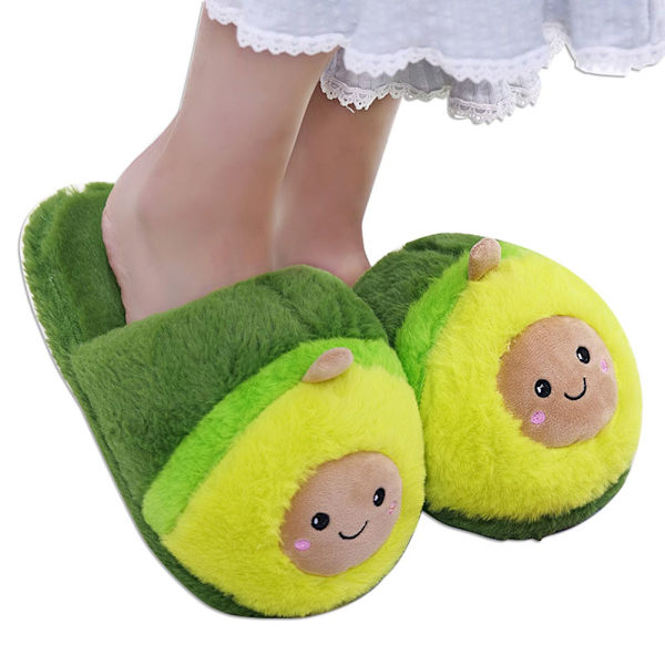 Avokado tofflor Frukt plysch tofflor Halkfria Slitstarka Lovely Home Tofflor Vinter inomhus Varma tofflor