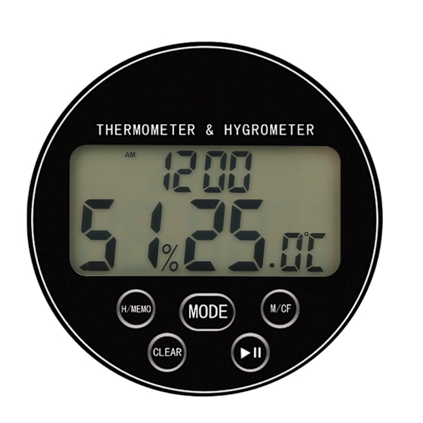 Multifunktionell Köks Digital Timer Termometer Hygrometer Svart för hushållsbruk