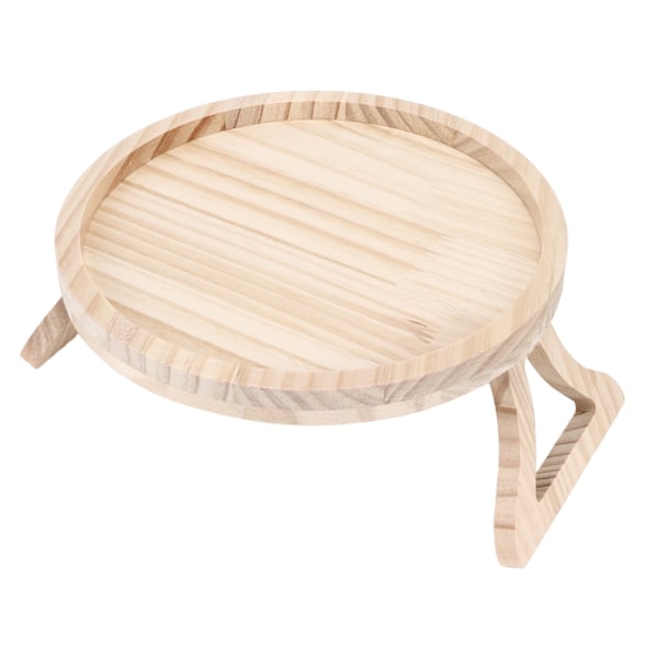 Clip On Tray Natural Bamboo 9,8 tum rund hemsoffa soffa Armstöd Clip magasin för mellanmål Kaffe Tee Fjärrkontroll 25 cm/9,8 tum