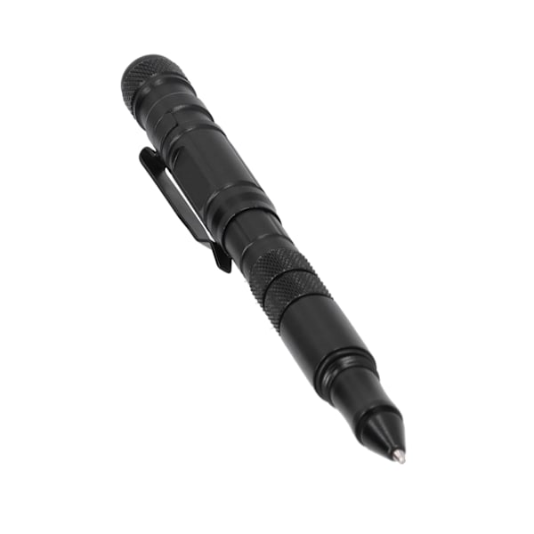MultiTool Pocket Pen Selvforsvarsværktøj med LED-lommelygte Mini Cutter til udendørs brug (sort)