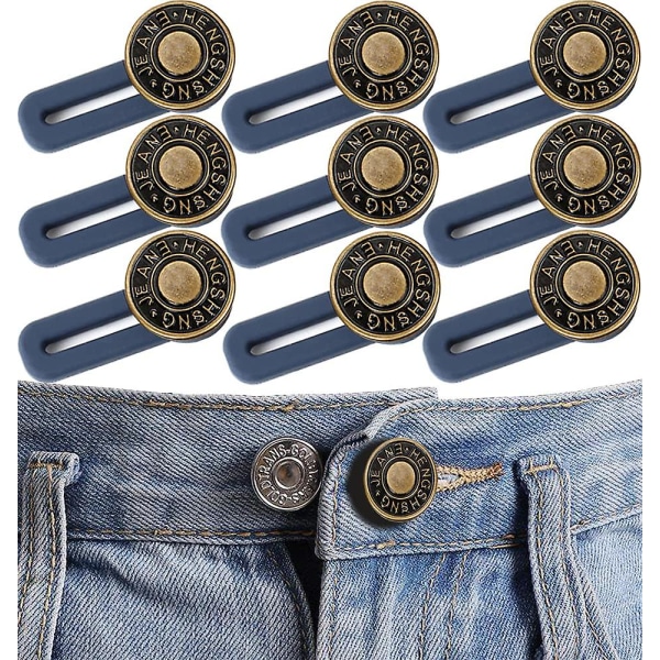 10 Setstruser-knappar Jean-knappnålar Knapp for jeans Byxförlängare for män kvinnor