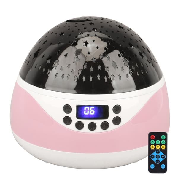Remote Control Night Light LED Digital Display Night Light Projector with Music for KidPink