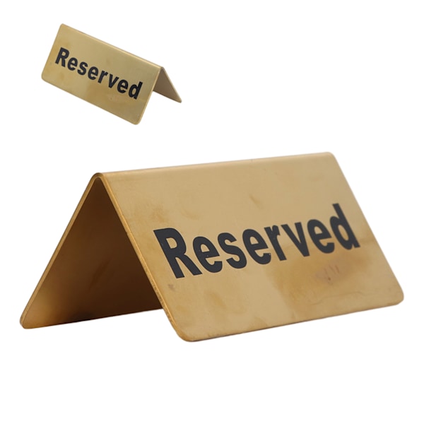 Bordsskilte i metal, robust rustfrit stål, dobbeltsidet, pladsbesparende bordsskilte i guld til fest, bryllup, hotel, reserveret
