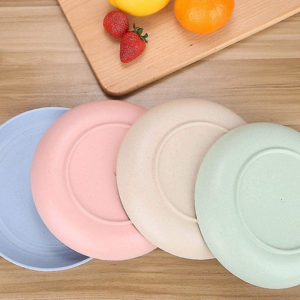 Hvetehalmtallerkener - Gjenbrukbar tallerken - Tåler oppvaskmaskin og mikrobølgeovn - Perfekt til middagsretter - Sunt for barn og voksne, BPA-fri
