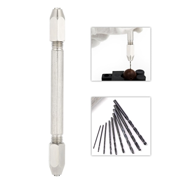 Dubbel ände Chuck Hand Twist Drill Bit Smycken Watch Repair Tool (dubbel änd sexkantsvinkel)