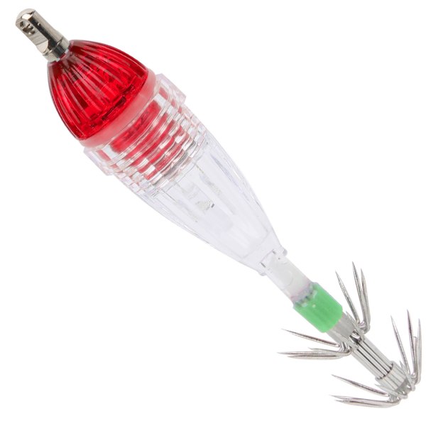 Fiskeredskap LED-lockbete med bläckfiskform, rött ljus, bete, undervattenslampa med krok