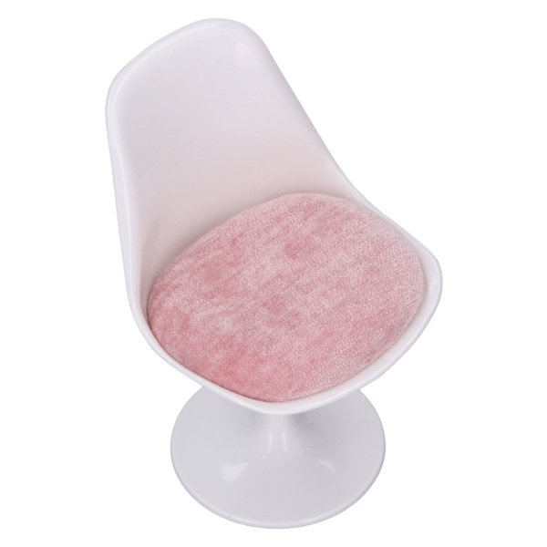 Dukkehustol Kontorstol ABS Hvit Rosa Runde Ben Casual Roterbar Stol for 1:6 Dukkehustol uten Armleninger