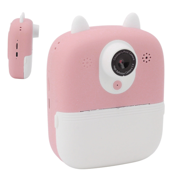 Instant Kamera 2,4 tommer HD Børns Digital Instant Kamera Dobbelt Linse Instant Print Digitalkamera til Hjemrejser Rosa
