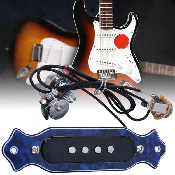 6-strängad akustisk elgitarr pickup magnetisk ljudhål ABS-hölje blå