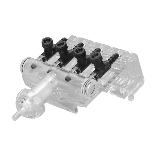 Akvarium Luftkontrol Flow Switch 4 Vejs Klar Plast Fisketank Luftpumpe Gangventil