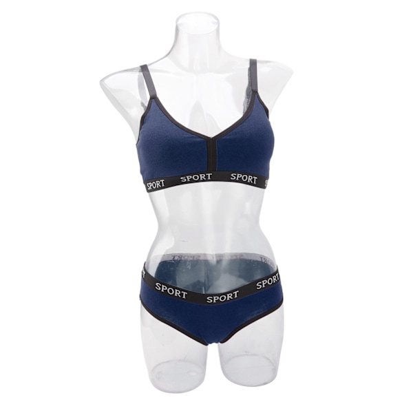 Dam Sport BH Underkläder Set Mjuk Andas Justerbar Kammad BH Trosor i bomull för Yoga Träning Royalblue