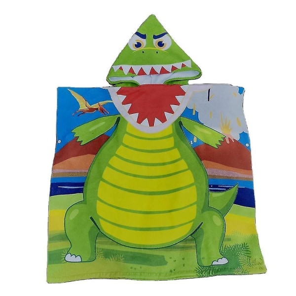 Barn Rolig tecknad Poncho strandhandduk med huva för pojkar och flickor Huvhanddukar Badrock för barn med dragsko C