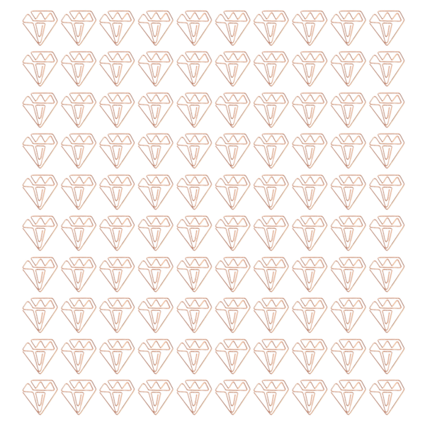 100 st Roséguld Gem Söta Diamantformade Multifunktionella Små Metall Gem Planeringsklämmor för Studenter Kontorsmaterial