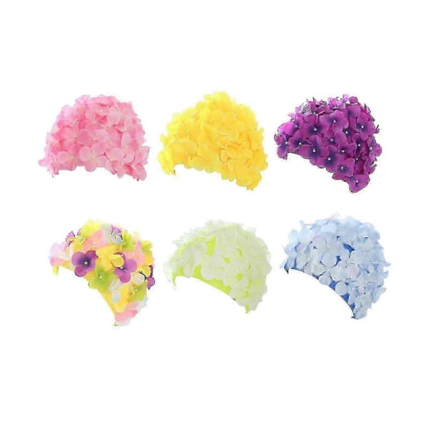 Trendy badehætte med lyserøde blomster, til alle svømmeniveauer, julegave Pink