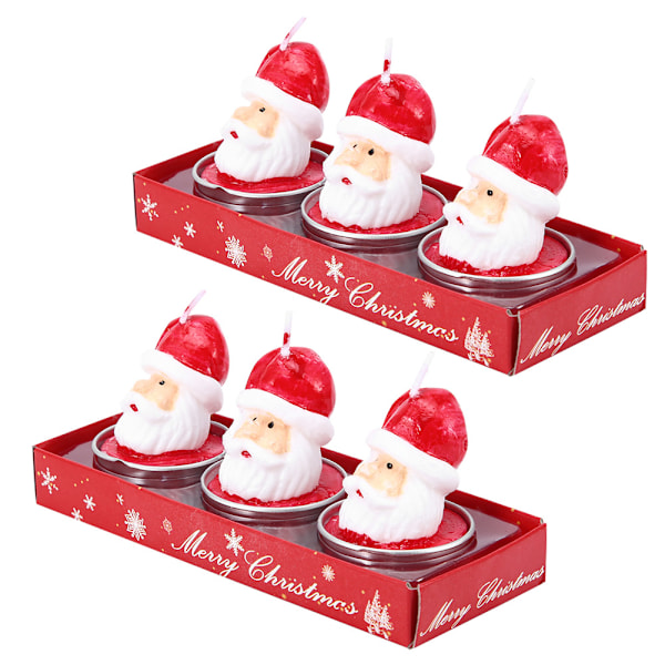2 Esker Julenissen Hodeformede Lys Dekorativt Lysbord Party Ornament Juledekorasjon