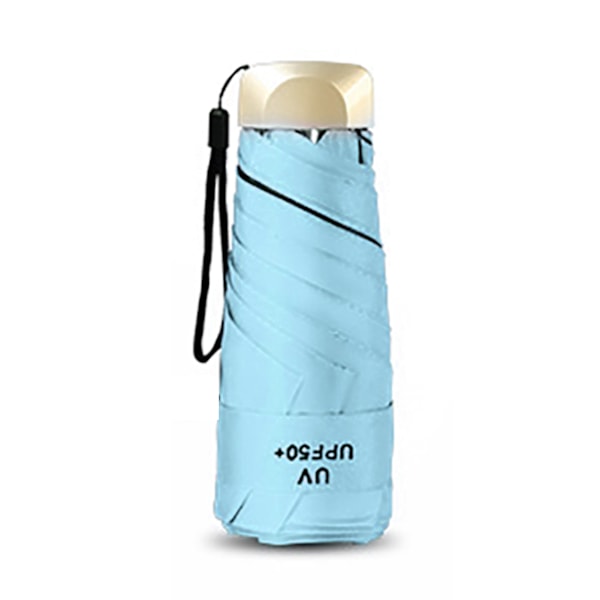 Solparaply Super Let Mini Foldbar UV-beskyttelse Vindstabil Bærbar Paraply Lyseblå