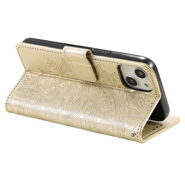 SKALO iPhone 15 Mandala Plånboksfodral - Guld[LD] Gold gold