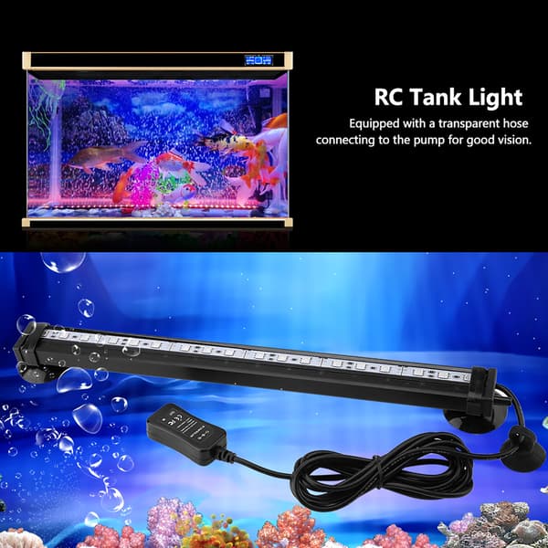 Fish Tank Bubble Light Underwater LED Light with Remote Control Aquarium Light Kit 16cm US Plug