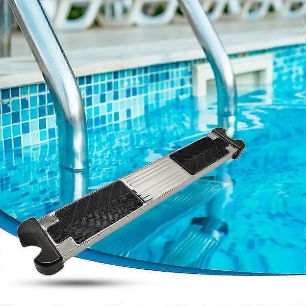 Halkfria stege i rostfritt stål för pool