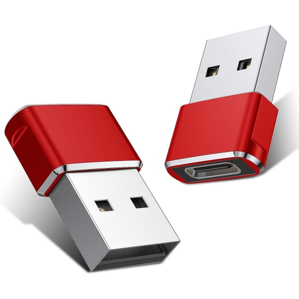 USB C Hona Till USB Hane Adapter 2 Pack,typ A Laddare Kabel Power För Iphone 11 12 13 Pro Max,airpods Ipad Air 4 Mini 6,samsung Galaxy Note 1 Red