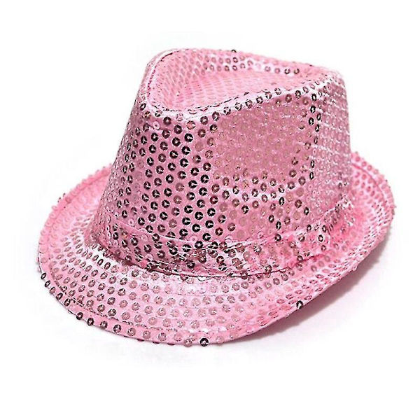 Sequin Pink Cowboy Hat med Sløjfe og Handsker - Børne Jazz Dance Show Kostume