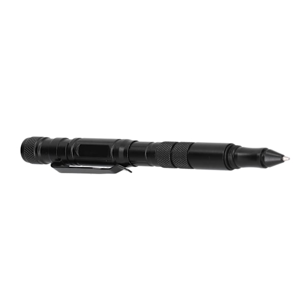 MultiTool Pocket Pen Selvforsvarsværktøj med LED-lommelygte Mini Cutter til udendørs brug (sort)