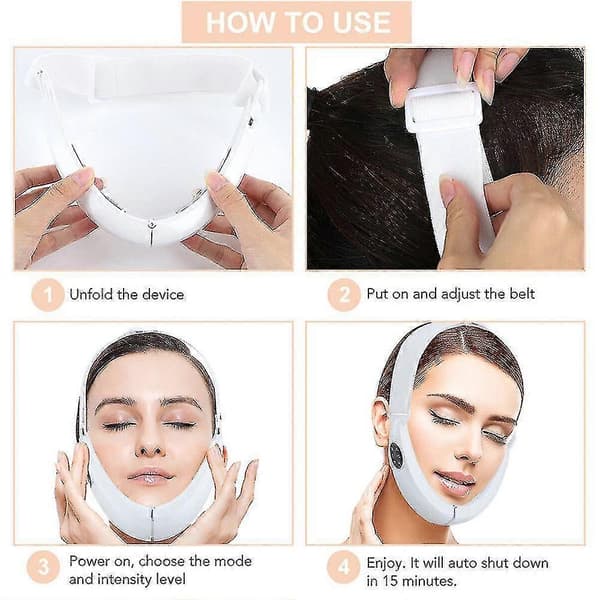 V-face Beauty Meter Shaping Massager Ems Rf LED Lyftning Minska Dubbelhaka Bantning White