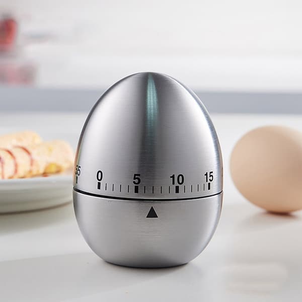 Egg Timer in Stainless Steel, Non-Slip Base 60 Minutes Mechanical Kitchen Timer for Home Baking Students