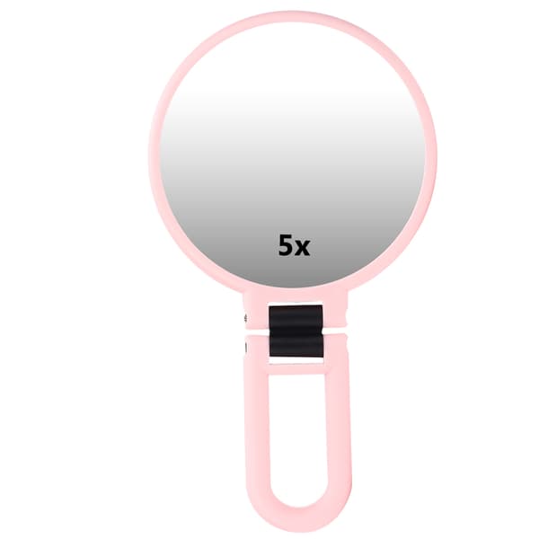 5X Magnifying Foldable Adjustable Makeup Mirror Travel Portable Makeup Mirror Pink
