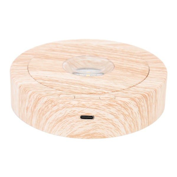 Trä Ljusdisplay Bas 360 Graders Rotation Bokträ Ådring Färgglad Rund LED Display Ställ för 3D Kristallglas Harts Konst