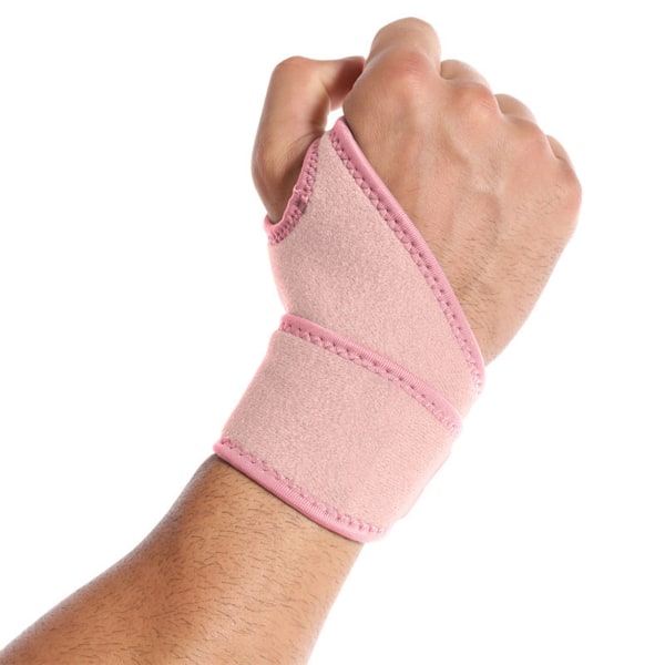 Wrist Brace Breathable Liner Hook and Loop Durable Nylon Soft Comfortable Wrist Compression Strap for Sports Outdoor Pink