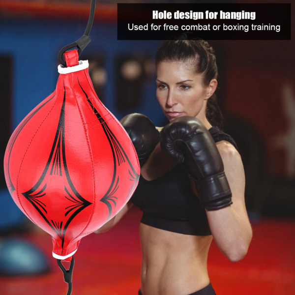 Boxning Träning Läder Speed ​​Ball Dubbel ände MMA påsväska Päronformad leksak (röd)