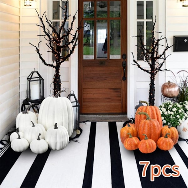 7 stk Simuleringsgresskarmodell Kunstig gresskardekorasjon Hjemmeborddekorasjon for Thanksgiving og Halloween