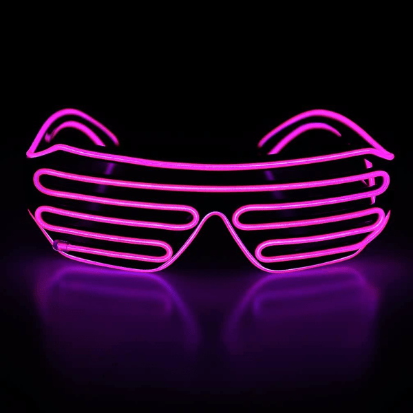 Lyser Blinkende Lukker Neon Rave Briller El Wire Led Solbriller Pink