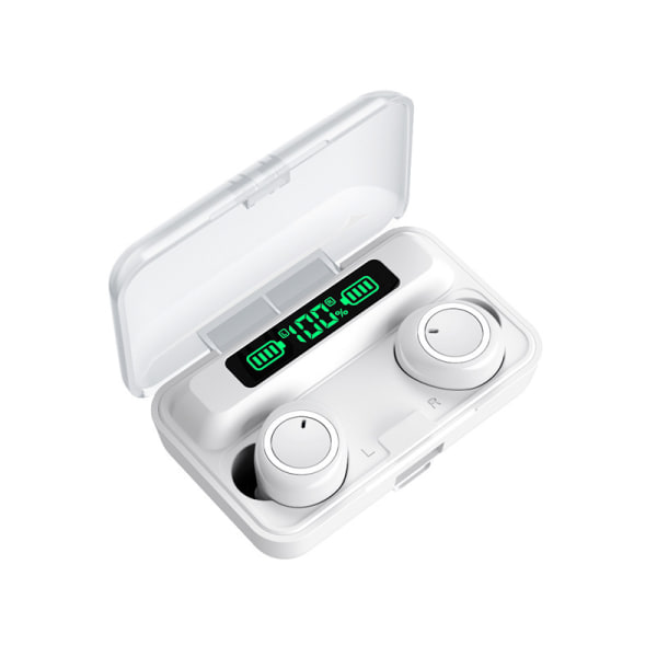 Bluetooth headset F9 Bluetooth headset binaural TWS trådløst 5.0 batteri display touch 5.0-X all white