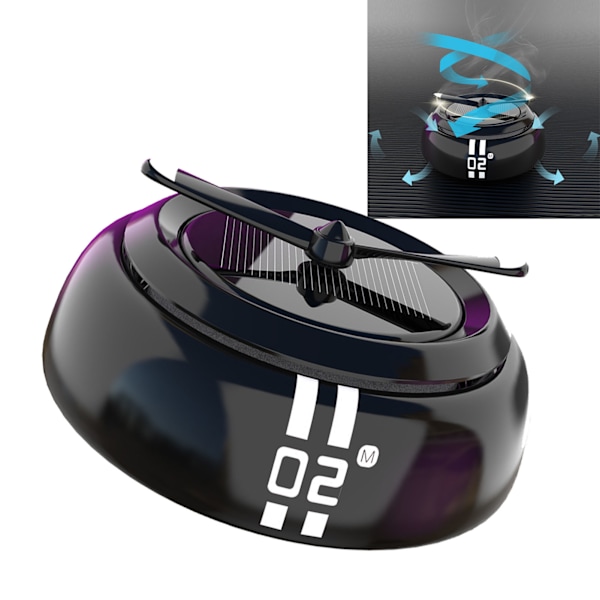 Solcelledrevet Bilduftfjerner Autorotation Propeller Design Stærk Metal Bil Aromaterapi Diffusor til Køretøjer Sort