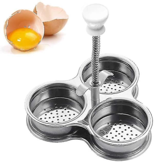 Eggkoker, eggdamper, 3-lags eggdamper i rustfritt stål Kompatibel med tilberedning av egg, non-stick posjerte eggkopper[LD]