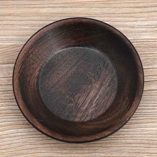 Enfarga mørk tre fruktfat Rund mat serveringsfat Te dessert kakefat (7,5 cm)