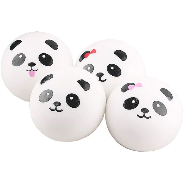 4 st Squishy Panda Bulls Pack med telefonremmar, Långsamt stigande Squishies Panda Mjuk och Doftande Squeeze Panda Ball Stress Relief För Vuxna Barn Gift Ba