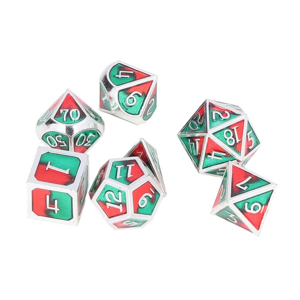 7 st Polyhedral Dice Set Metal Role-Playing Dice with Storage Box for Tabletop Games Math Teaching Blue and Green