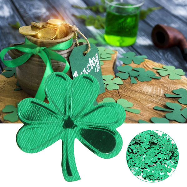 60g/påse Vackert unikt festbordskonfetti för Saint Patrick's Day Party Ballongdekoration Grönt 4 blad gräs