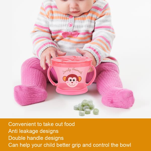 Double Handle Baby Snack Cup Portable Biscuits Candy Assisted Food Container BoxRed