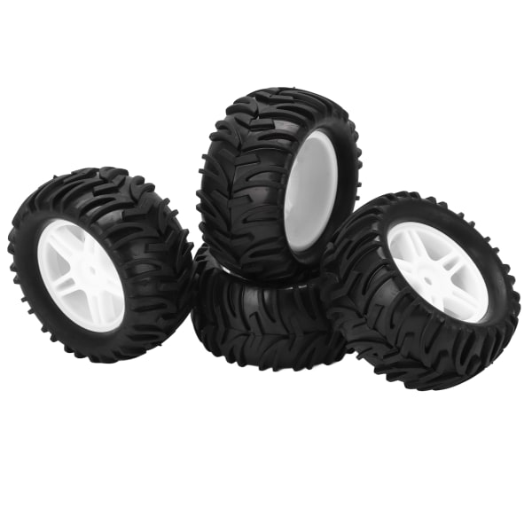 4 stk 82MM for- og bakgummidæk og 5-eikers fælge til Wltoys 144001 1/14 RC Off Road Car Hvit