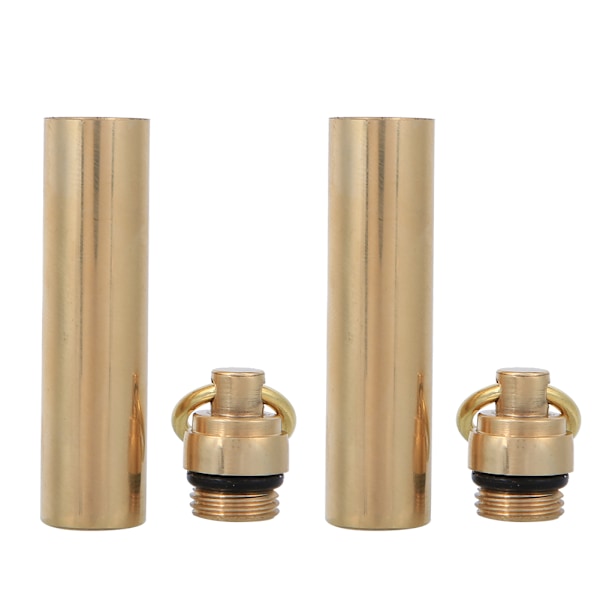 2-pack Vattentäta Mini-behållare i Mässing för Överlevnad, EDC, 12 mm i Diameter