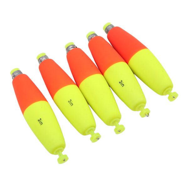 5st EVA Foam Fiskeflottor Fiske Bobbers Slim Portable Drift Floats för sötvattensaltvatten 3in