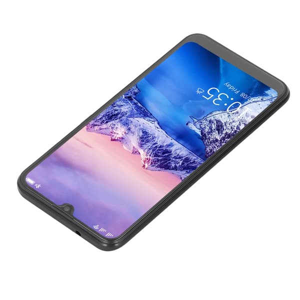 Android 10 smartphone, 6,26 tommer, ansigtsgenkendelse, 4 GB RAM, 64 GB ROM, sort