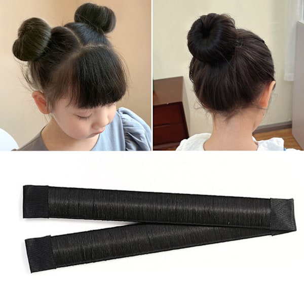 Bun Donut Hair Maker Natural Realistic Fast Fixed Donut Hair Fold Wrap Snap for Party Black